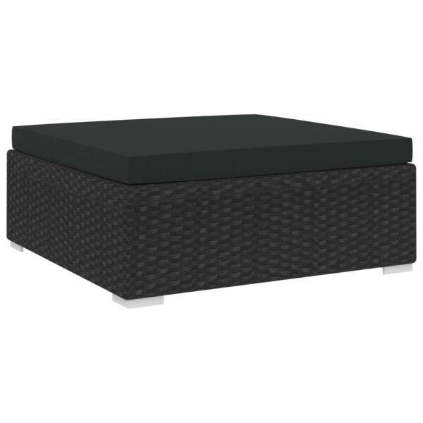 Outdoor Sectional Footrest with Cushion Weather-Resistant Poly Rattan Black