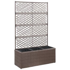 Poly Rattan Planter Box with Trellis Outdoor Garden Flower Pot Climbing Support