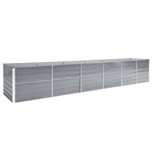 Galvanized Steel Raised Garden Bed Outdoor Planter Box Weather Resistant Grey