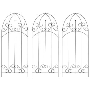 Iron Garden Trellis Arch Plant Climbing Racks Set of 3 Weather-Resistant Black