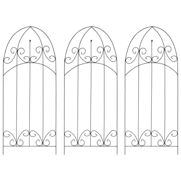 Iron Garden Trellis Arch Plant Climbing Racks Set of 3 Weather-Resistant Black