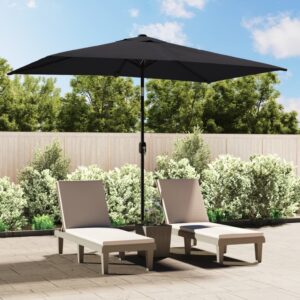 Outdoor Patio Parasol Sun Shade UV Protection Crank Tilt Garden Umbrella Black