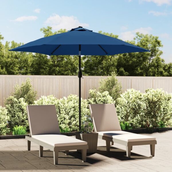 Outdoor Parasol LED Solar Lights UV Protection Tilt Mechanism Azure Garden Umbrella