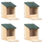 Squirrel Feeder House Set Outdoor Wooden Wildlife Shelter with Hinged Roof