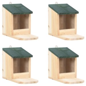 Squirrel Feeder House Set Outdoor Wooden Wildlife Shelter with Hinged Roof