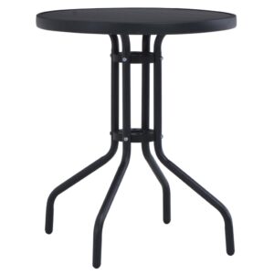 Elegant Outdoor Garden Table Weather Resistant Steel Glass Round Patio Furniture