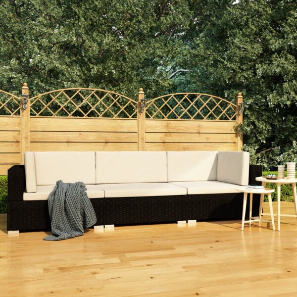 Outdoor Rattan Sofa Set Garden Patio Furniture Cushioned Sectional Black