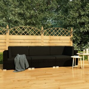 Outdoor Garden Patio Sofa Set Poly Rattan Sectional Couch with Cushions Black