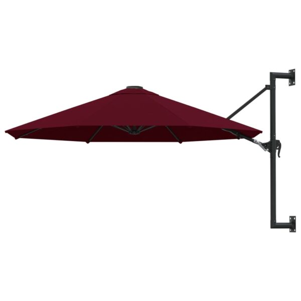 Wall-Mounted Parasol with Metal Pole 300 cm Burgundy