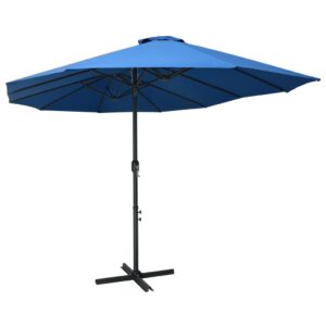 Outdoor Double-Top Sun Parasol UV Protection Fade-Resistant Fabric with Crank