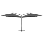 Outdoor Double Top Garden Parasol UV Protective Anthracite Fabric Patio Umbrella