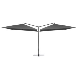 Outdoor Double Top Garden Parasol UV Protective Anthracite Fabric Patio Umbrella