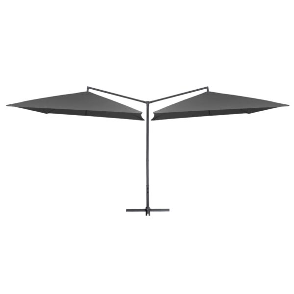 Outdoor Double Top Garden Parasol UV Protective Anthracite Fabric Patio Umbrella