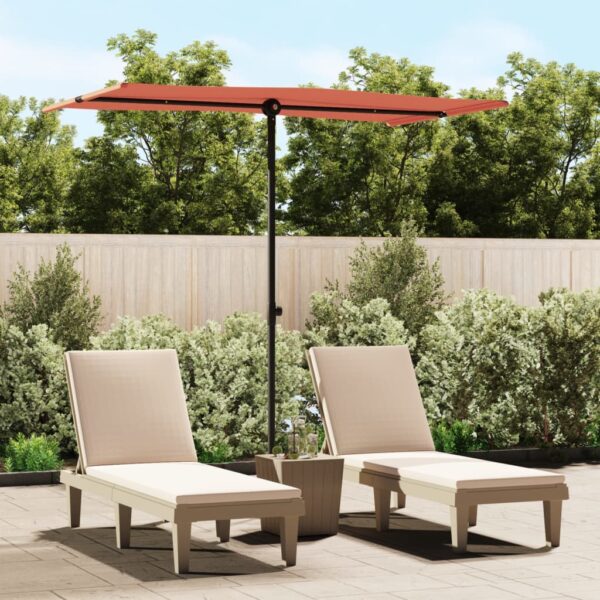 Terracotta Outdoor Parasol UV Protection Adjustable Height Rotatable Canopy