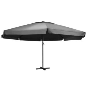 Extra Large Anthracite Outdoor Parasol UV Protection Crank System Patio Umbrella