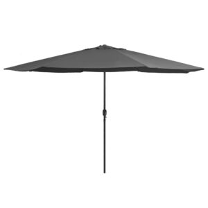 Large Anthracite Outdoor Parasol UV Protection Crank Mechanism Metal Pole Patio