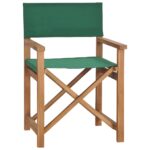 Solid Teak Wood Director's Chair Green Foldable Outdoor Patio Garden Comfort