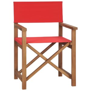 Solid Teak Wood Director's Chair Red Foldable Outdoor Patio Garden Comfort Seat