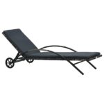 Adjustable Rattan Sun Lounger with Cushion Weatherproof Garden Patio Furniture