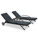 Adjustable Rattan Sun Lounger Set with Cushions and Side Table Outdoor Patio