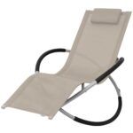 Chic Geometric Sun Lounger Cream Textilene Fabric Folding Outdoor Patio Chair