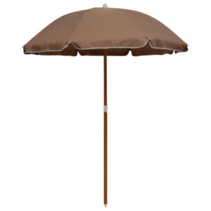 Elegant UV Protection Water-Resistant Outdoor Parasol Taupe Polyester Steel Pole