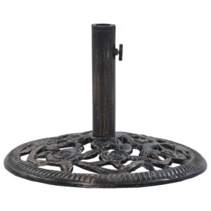 Heavy Duty Cast Iron Umbrella Stand Outdoor Patio Holder Floral Design Bronze