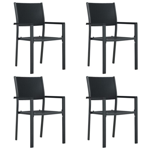 Set of Four Outdoor Garden Patio Chairs Weather Resistant Rattan Design Black