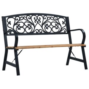 Vintage  Solid Wood Cast Iron Garden Patio Bench Weather Resistant Outdoor