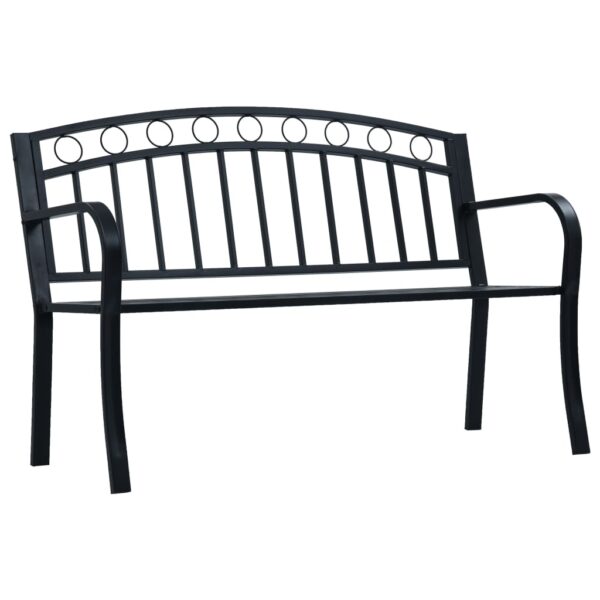 Stylish Outdoor Garden Bench Durable Steel Weather-Resistant Patio Seating Black