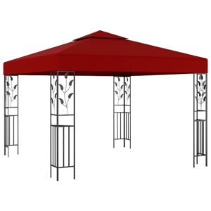 Outdoor Gazebo Canopy Wine Red UV Resistant Vented Double Roof Steel Frame