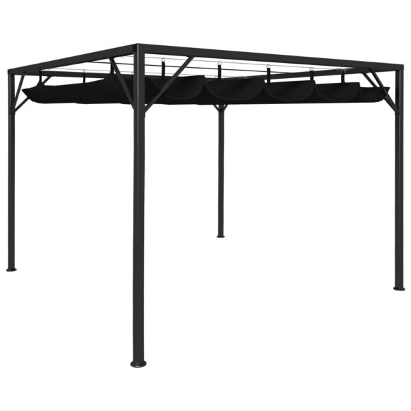 Outdoor Patio Gazebo Retractable Roof Canopy UV Water Resistant Anthracite