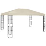 Elegant Outdoor Gazebo Canopy Cream Shade Steel Frame Polyester Roof Garden Patio