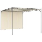 Outdoor Garden Gazebo Cream Canopy Sun Shelter with Side Curtain Patio Tent