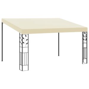 Outdoor Patio Cream Canopy Wall-Mounted Polyester Gazebo Garden Shelter Easy Assembly