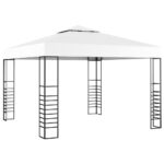 Outdoor Garden Canopy Tent White Fabric UV Protection Easy Assembly Patio Gazebo