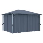 Gazebo with Curtain 400x300 cm Anthracite Aluminium