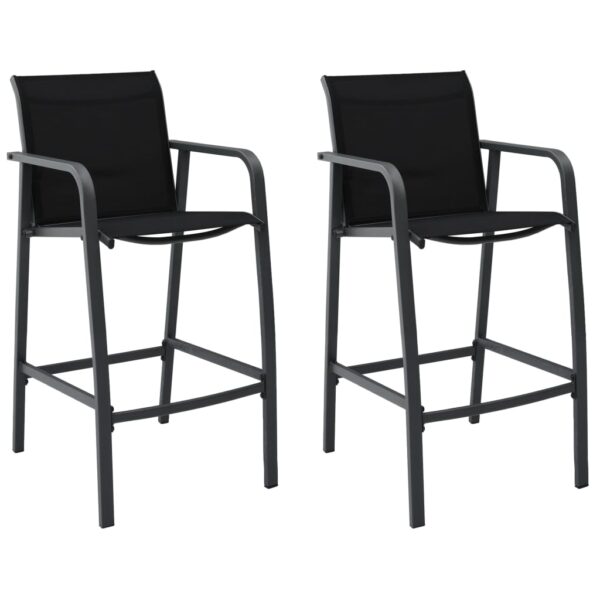 Outdoor Patio Bar Stool Set Weather Resistant Textilene High Chairs Black