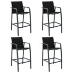 Outdoor Patio Bar Stool Set Textilene High Chairs Comfortable Garden Furniture