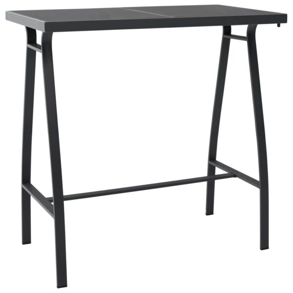 Outdoor Garden Patio Bar Table Tempered Glass Top Steel Frame High Counter Black