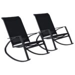 Outdoor Patio Rocking Chair Set Textilene Fabric Weather-Resistant Garden Lounger