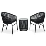 Outdoor Rattan Bistro Set with Cushions Weather Resistant Patio Furniture