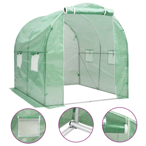 Spacious Walk-In Greenhouse PE Mesh Fabric Rust-Proof Steel Frame with Door Window