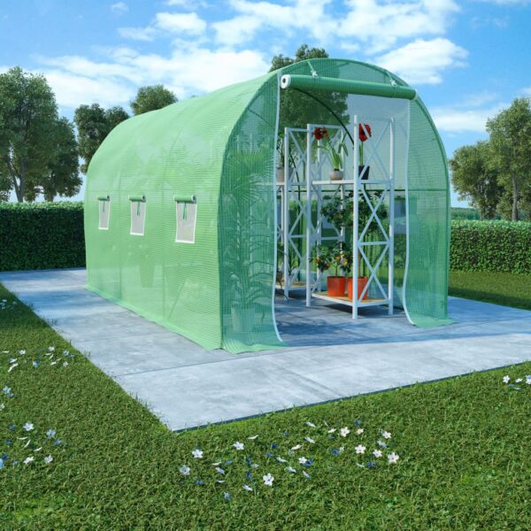 Spacious Walk-In Greenhouse PE Mesh Fabric Rust-Proof Steel Frame with Door Window