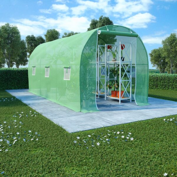 Spacious Walk-In Greenhouse PE Mesh Fabric Rust-Proof Steel Frame with Door Window