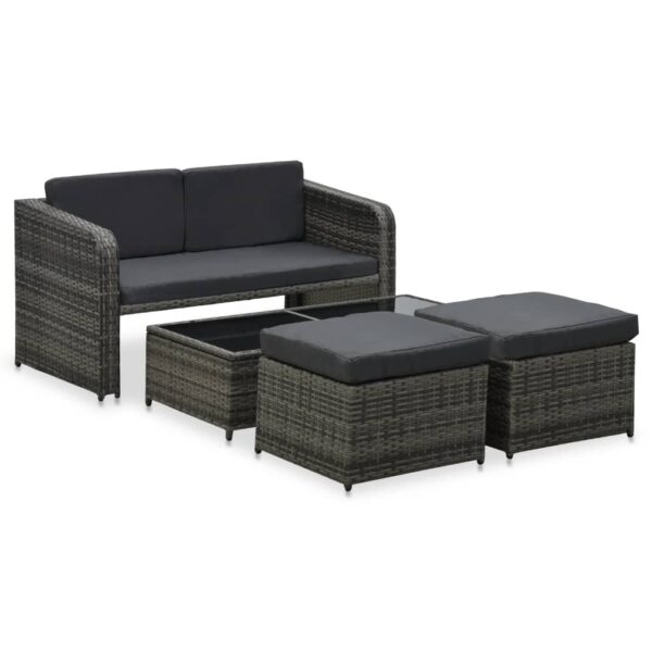 4 Piece Garden Lounge Set with Cushions Poly Rattan Anthracite