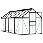 Greenhouse with Base Frame Anthracite Aluminium 8.17 m²