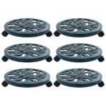 Set of Six Durable Green Plastic Plant Caddies with Rotatable Castors