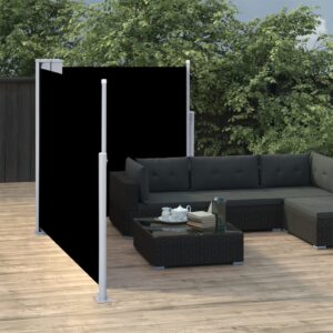 Retractable Side Awning Black Privacy Screen UV Water Resistant Patio Balcony