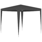 Outdoor Canopy Gazebo UV Water Resistant Polyethylene Steel Frame Anthracite